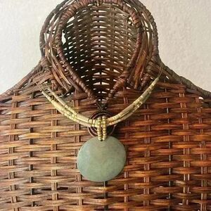 Wood statement necklace with wood beads